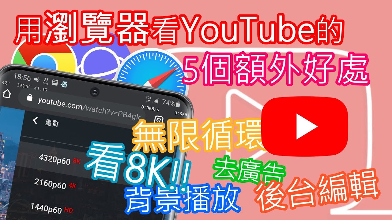 【密技】在手機用網頁版YouTube的5個額外好處：背景播放、無限循環、看4K/8K ...