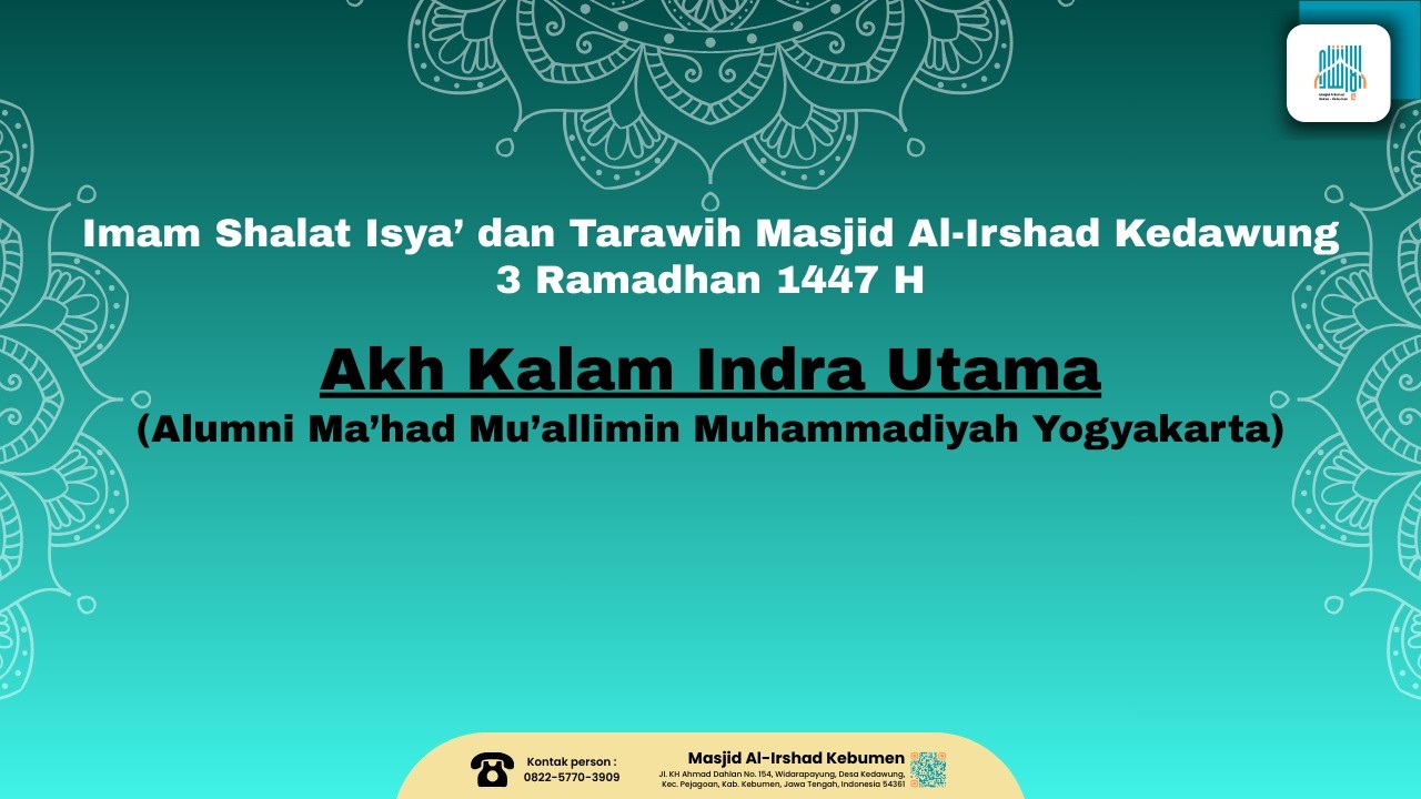 [LIVE] Shalat Isya' dan Tarawih - Akh Kalam Indra Utama