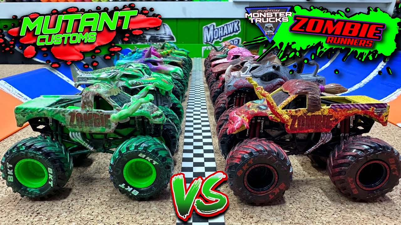 Toy Diecast Monster Truck Racing Tournament | Viewer Customs Legends of Ooze 🆚 Zombie Runners