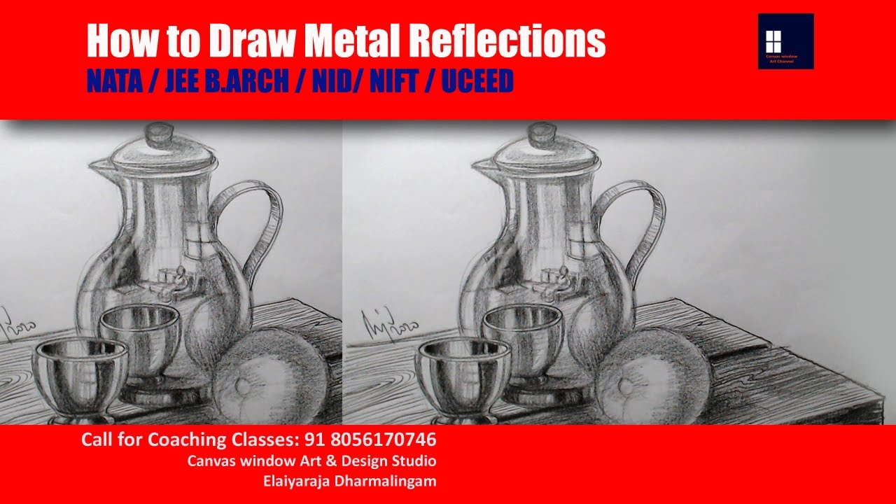 How to draw Metal Reflections - NATA | JEEBArch | NID | NIFT | UCEED