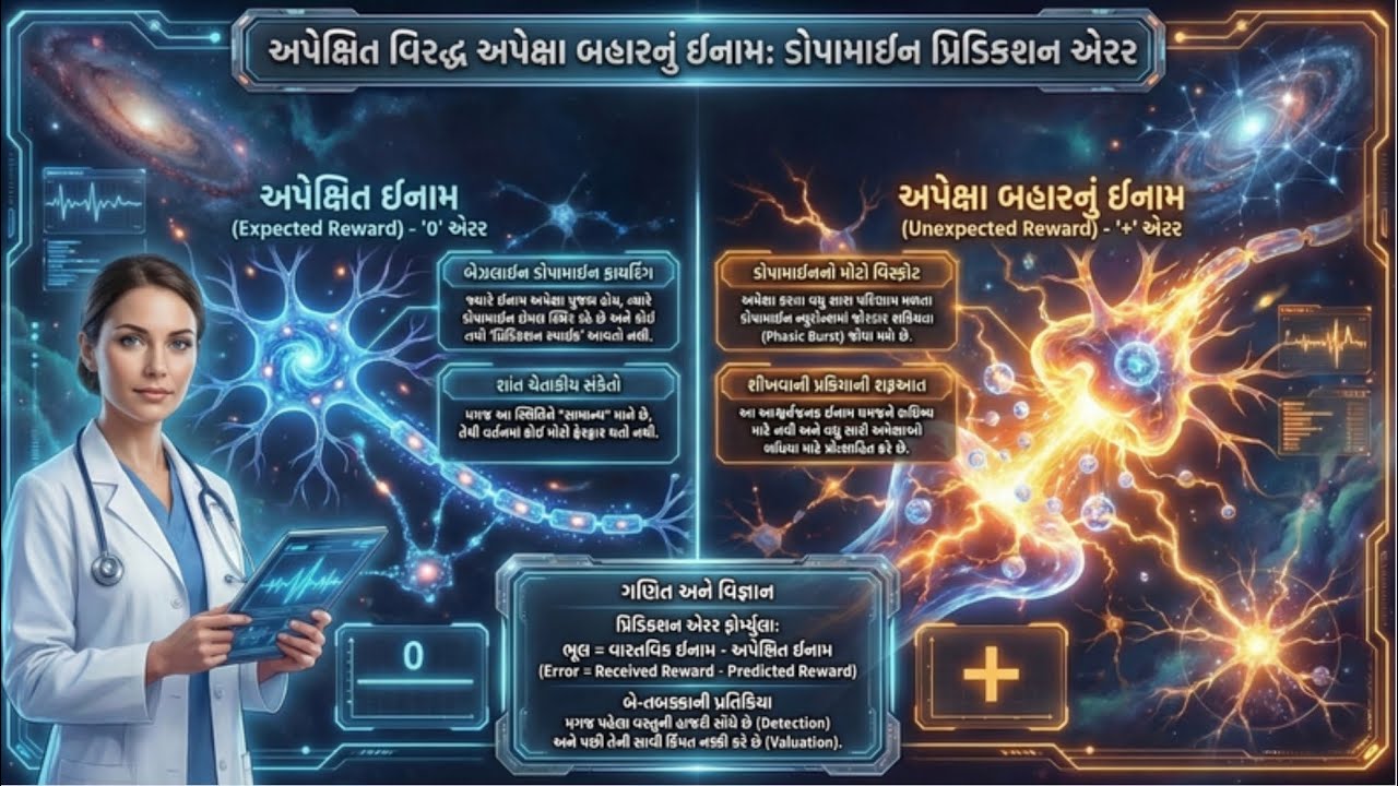 9️⃣ ડોપામિન (પ્રેરણા ના અણુ) નું રહસ્ય જાણીએ.