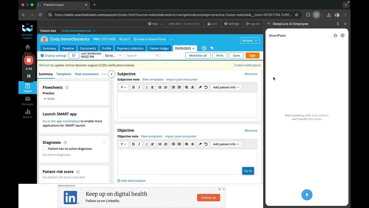 Practice Fusion AI Scribe $69 USD/Month (No training required)