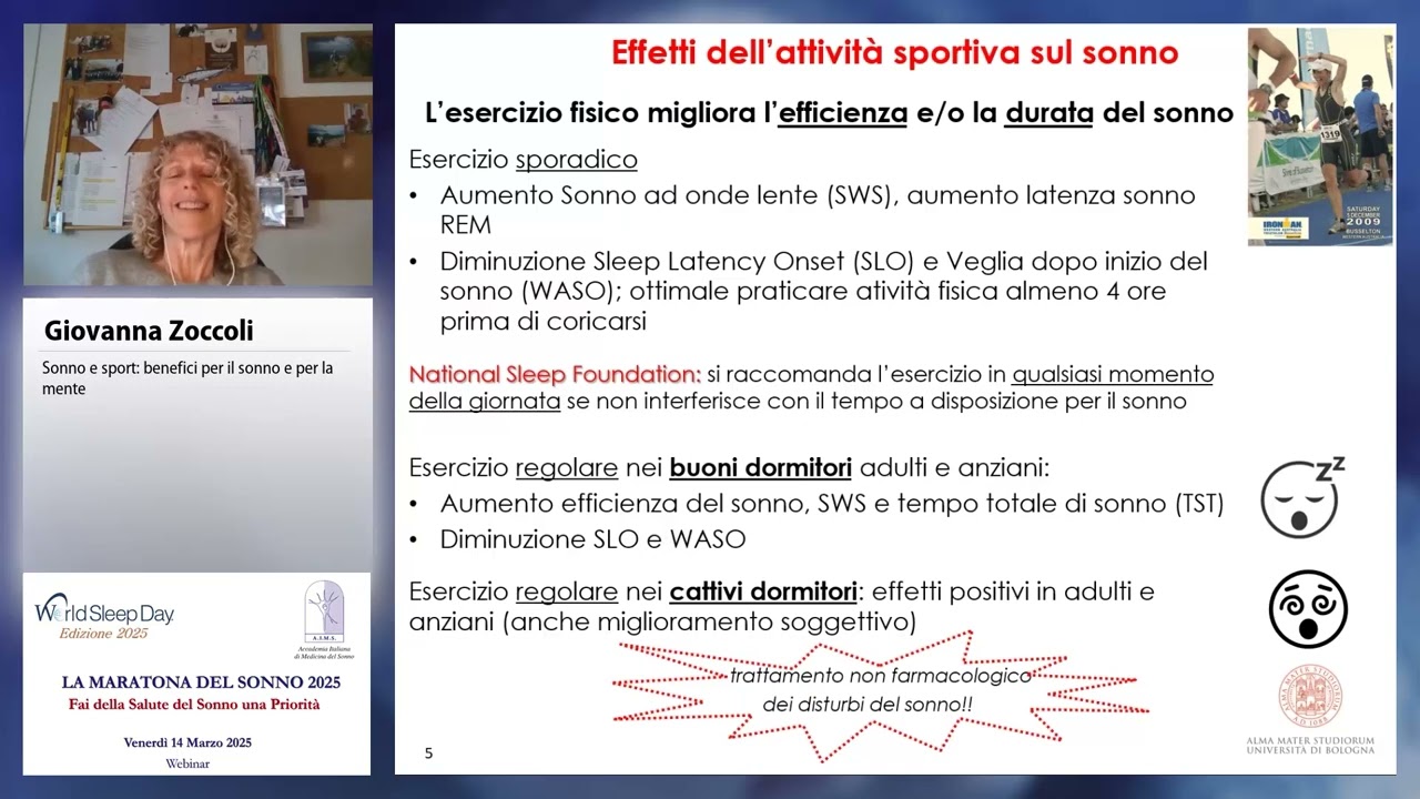 Sonno e sport: benefici per corpo e mente - Giovanna Zoccoli (Bologna)