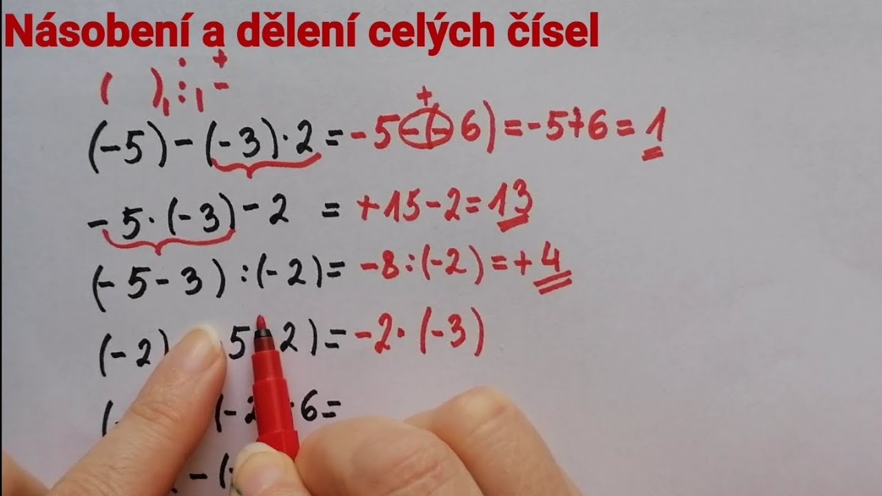 Násobení celých čísel, dělení celých čísel