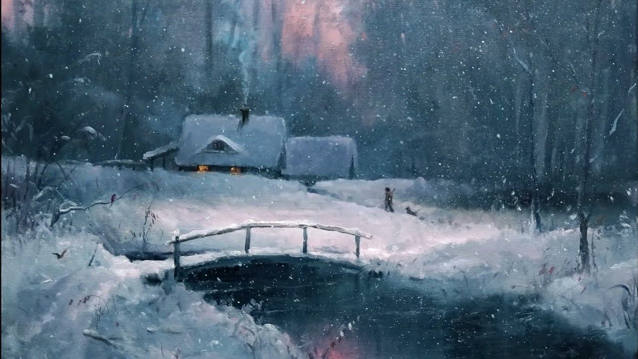 Рисуем зимнюю страну чудес. Как нарисовать снежный зимний пейзаж