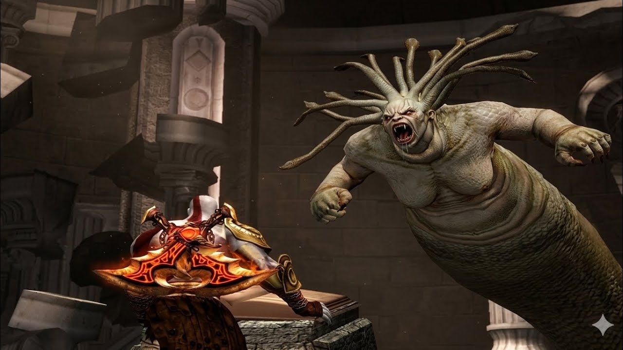 Kratos Vs Euryale - Boss Fight - God OF War 2 Remastered - Kratos Vs Medusa | Boss Fight 