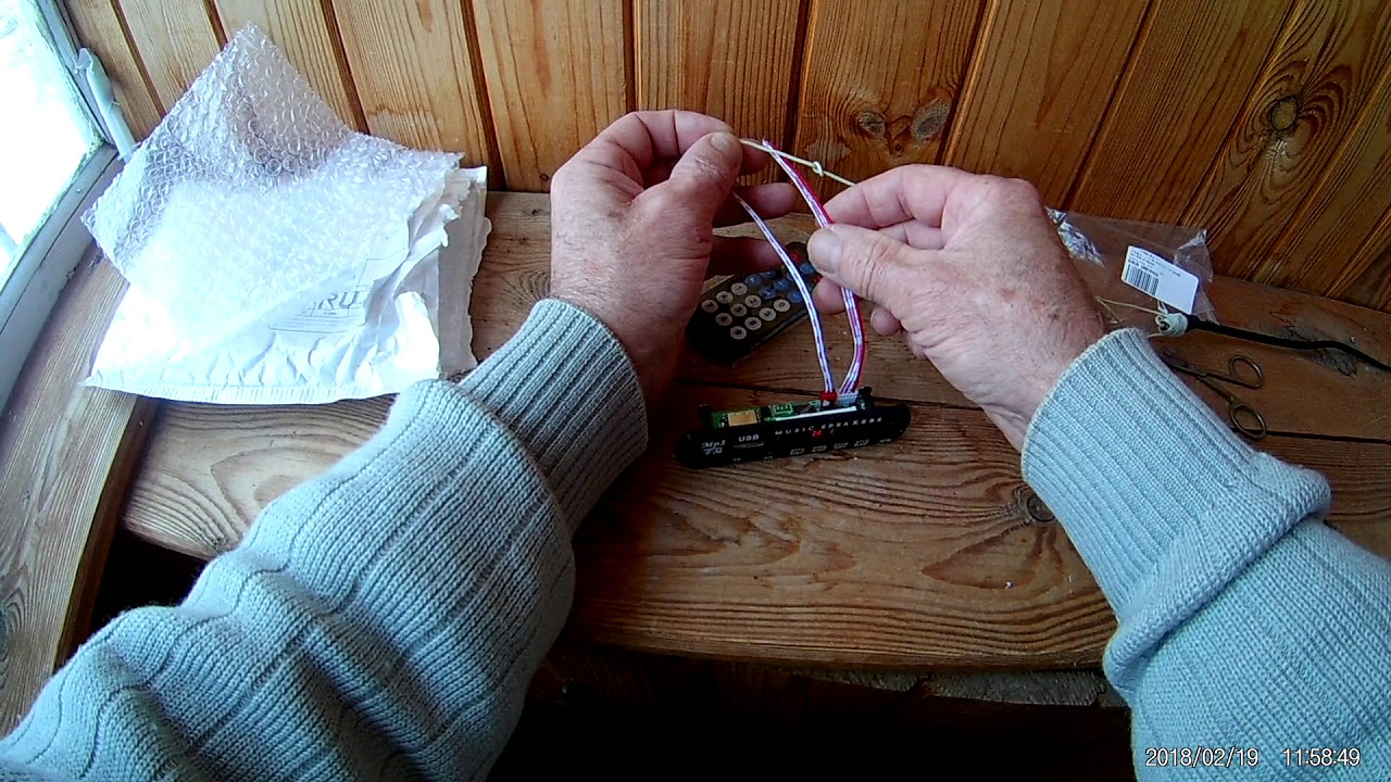 Модуль панели Mp3-плеер Fm-радио USB TF AUX Пульт - распаковка