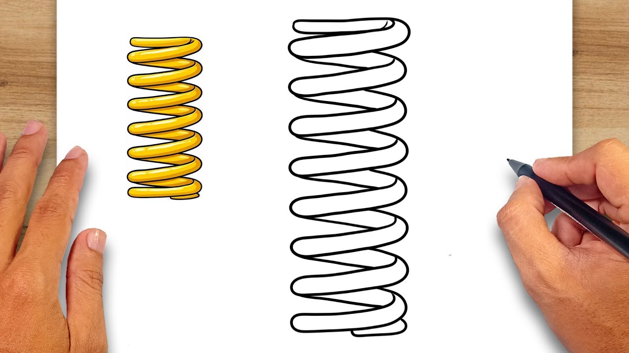 How to draw Steel Spring - Easy Drawing for Kids & Beginners