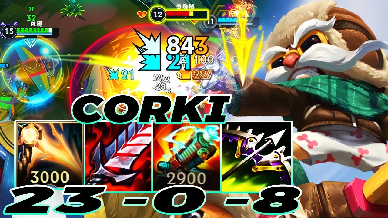 WILD RIFT CORKI ADC GAMEPLAY | 23 -0 -8 MVP | CORKI BUILD RUNES