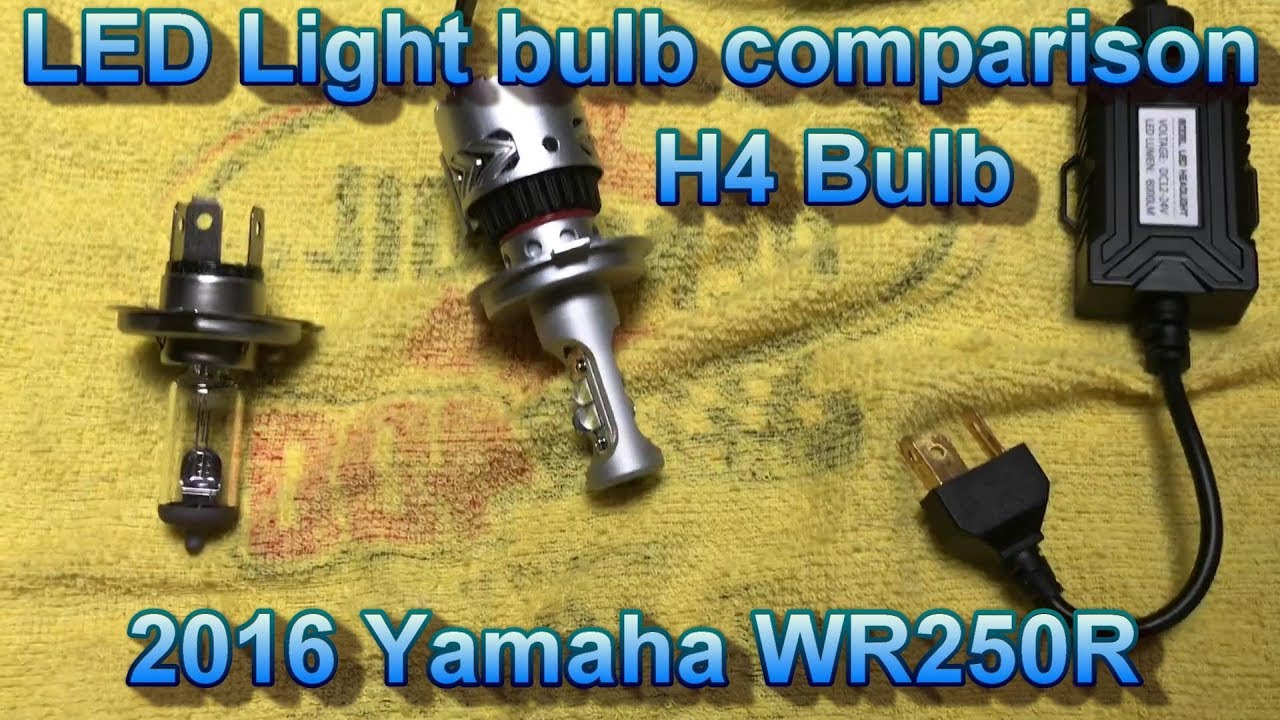 LED light comparison between stock WR250R Bulb