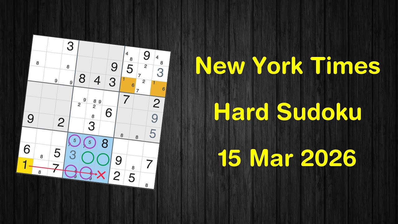 New York Times Hard Sudoku 15 Mar 2026 - Solve with Phidoku