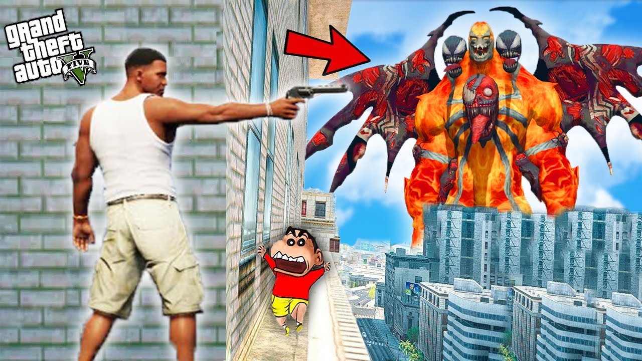 Franklin and Shinchan & Pinchan play HIDE AND SEEK with GOD VENOM Squid Game Doll CHUCKY In GTA 5