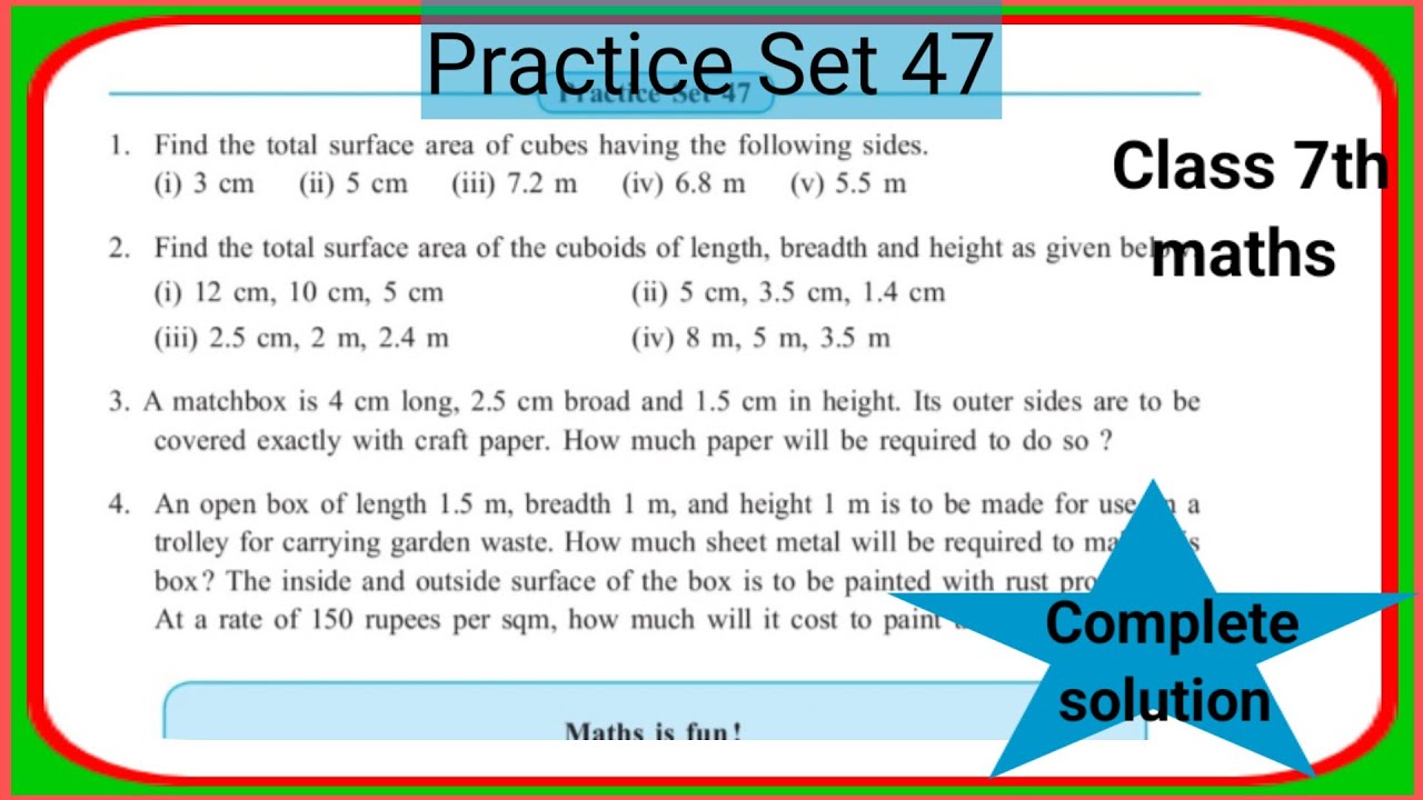 Practice Set 47 Class 7th Maths | Perimeter and Area practice set 47 class 7th