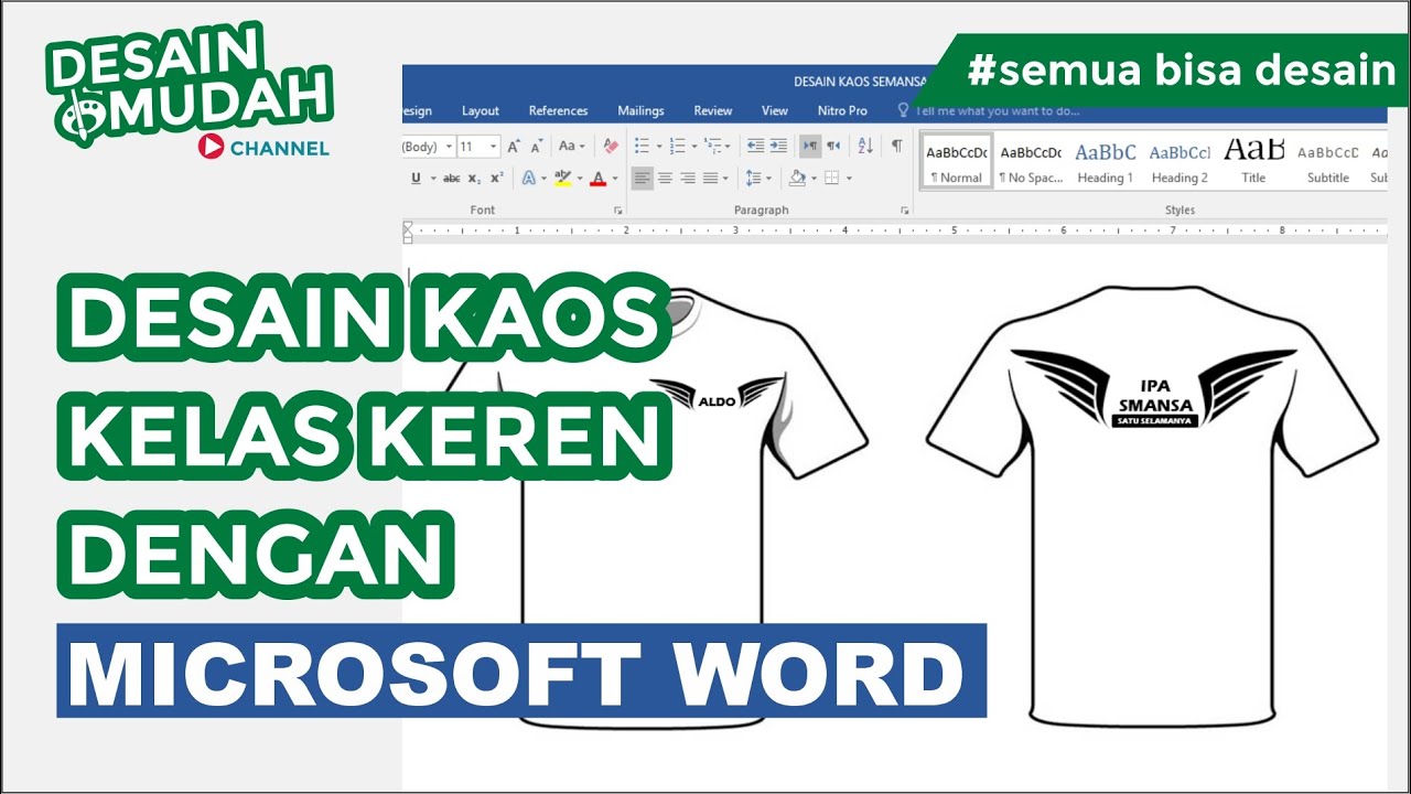 desain kaos kelas menggunakan microsoft word
