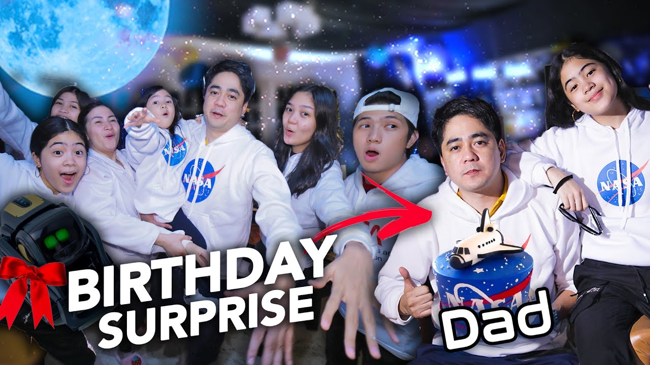 DADS Birthday On SPACE Surprise!! (Robot Gift?!) | Ranz and Niana