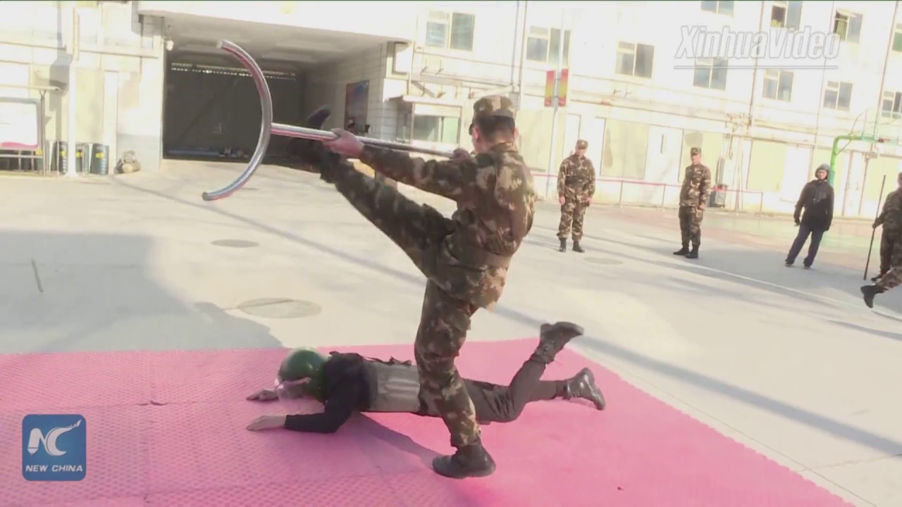 How are armed police forces guarding foreign embassies in Beijing trained?