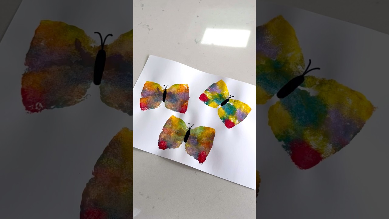 SPONGE PRINTED BUTTERFLIES 🦋  #craftideas #processart