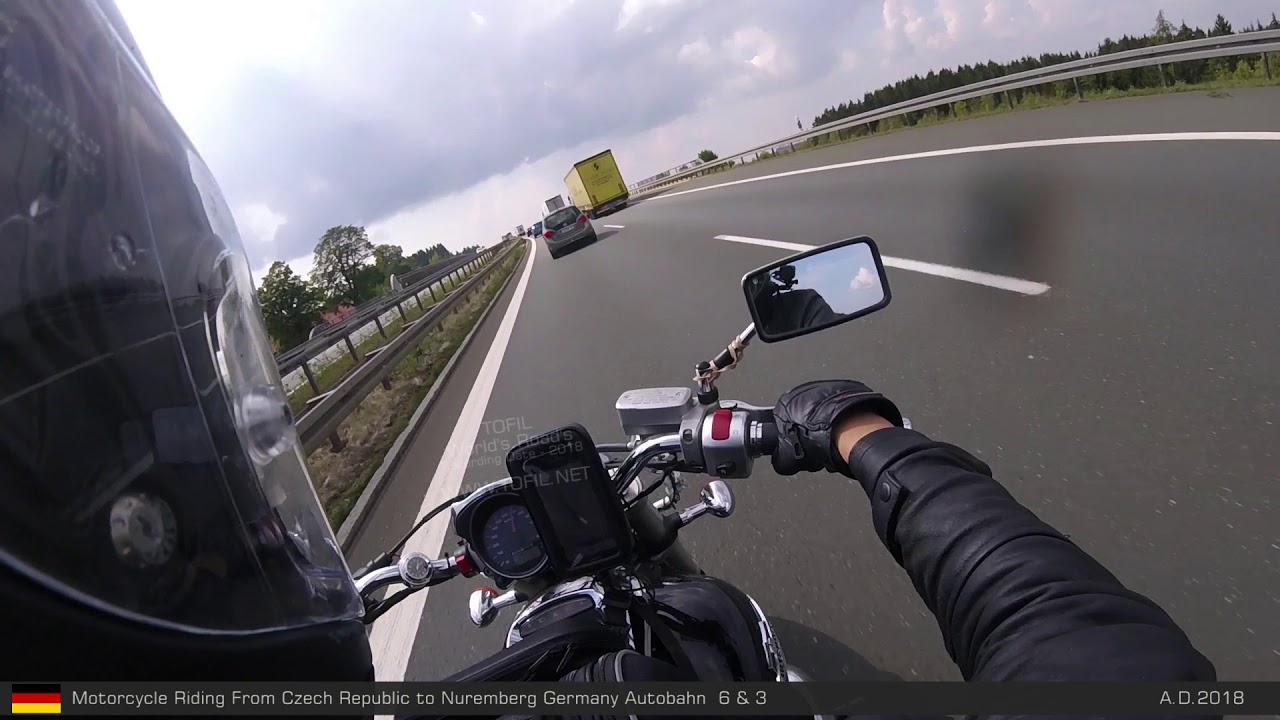 886 Motorcycle Riding From Czech Republic to Nuremberg Germany Autobahn  6 & 3