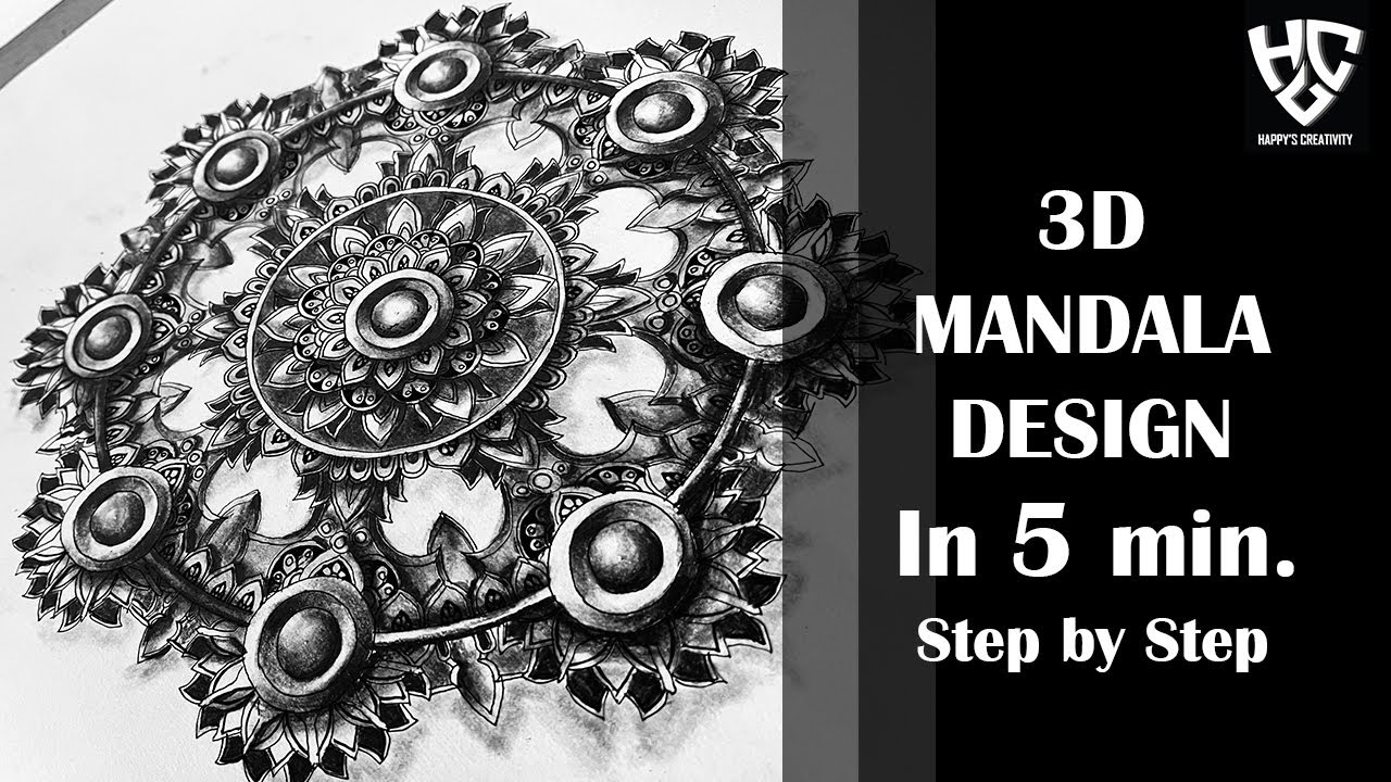 3D Mandala Art in 5 Minutes | Step by Step | Happy's Creativity