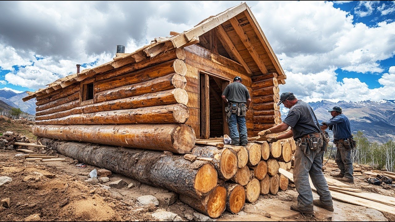 Remote Cabin Build on Rugged Mountain Rocks | Full video