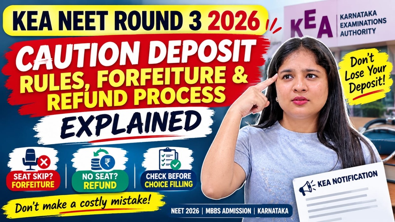 KEA NEET Round 3 2026: Caution Deposit Rules, Forfeiture & Refund Process Explained | Full Guide