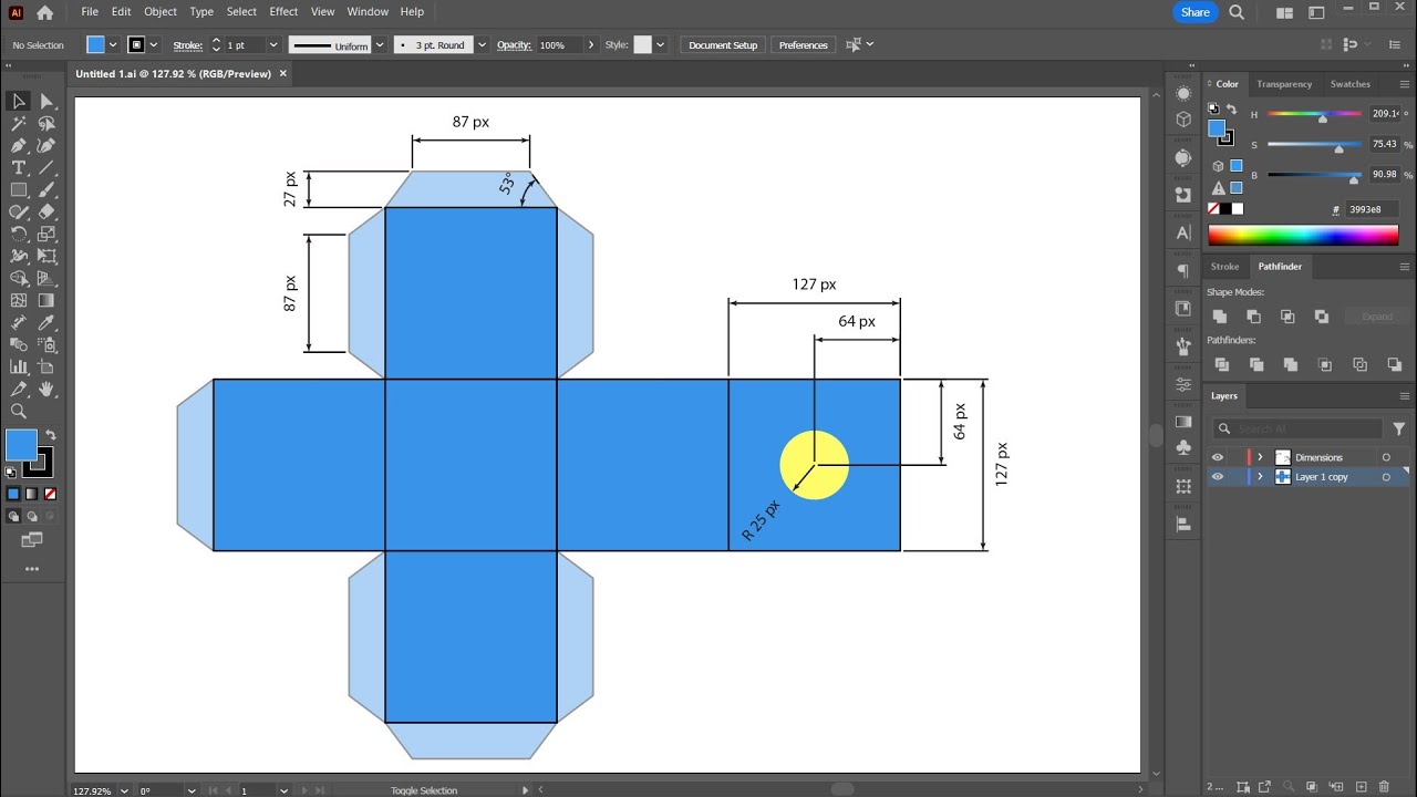 Как использовать инструмент «Размеры» в Adobe Illustrator