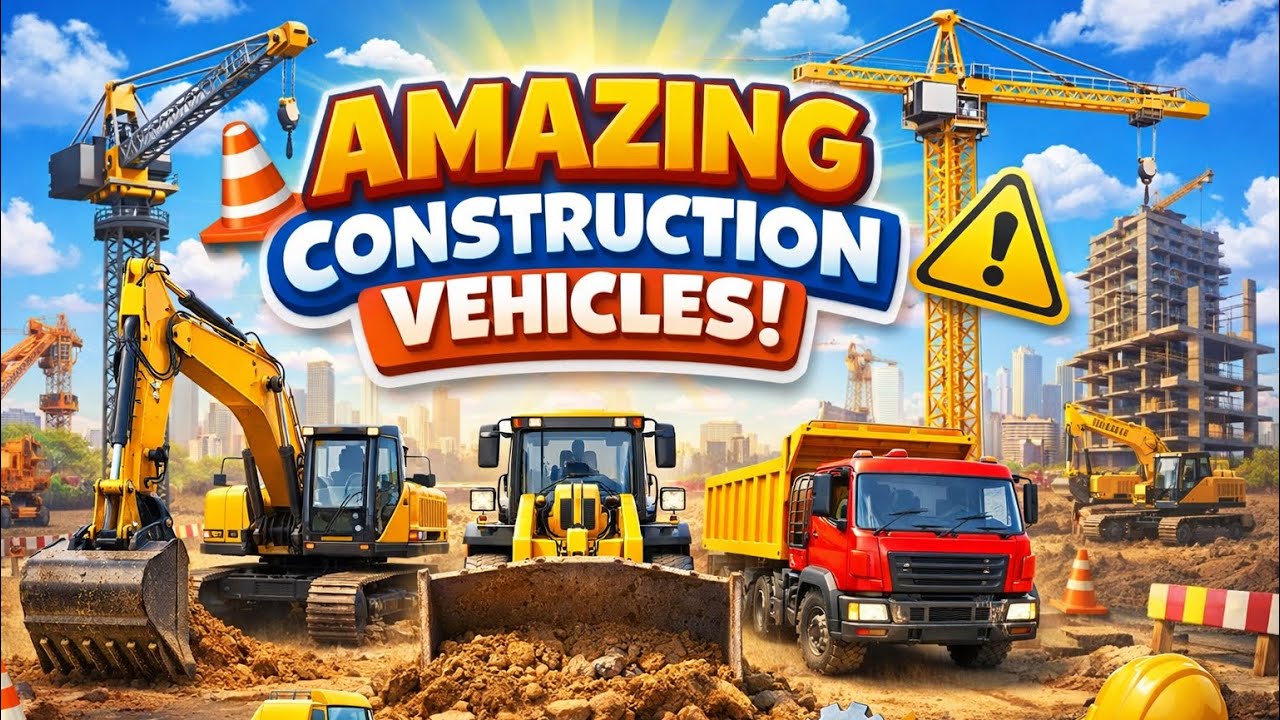 Amazing Construction Vehicles for Kids | Learn Excavators, Bulldozers, Trucks & Cranes #construction
