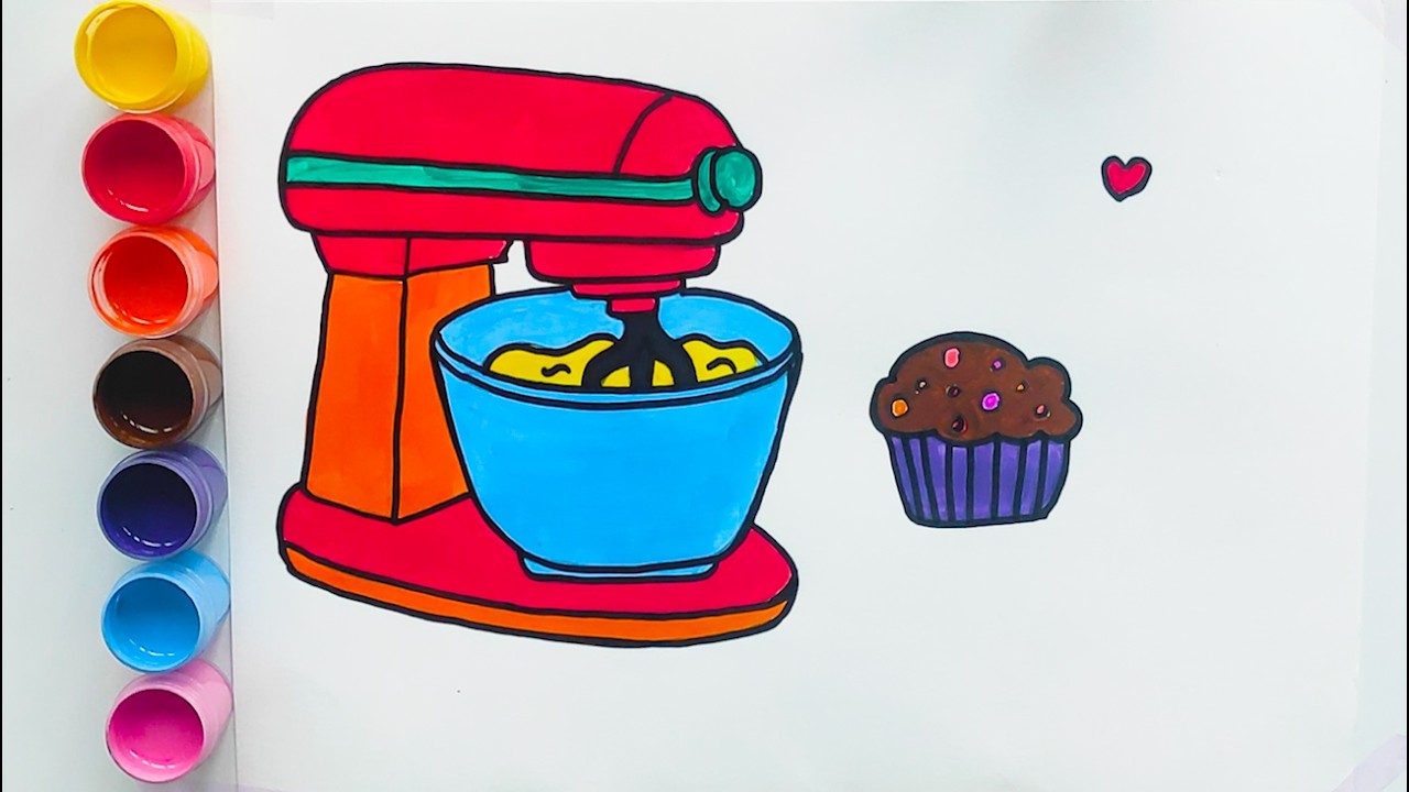 How to Draw a Cute Mixer and Cupcake | Easy Drawing for Kids🎨