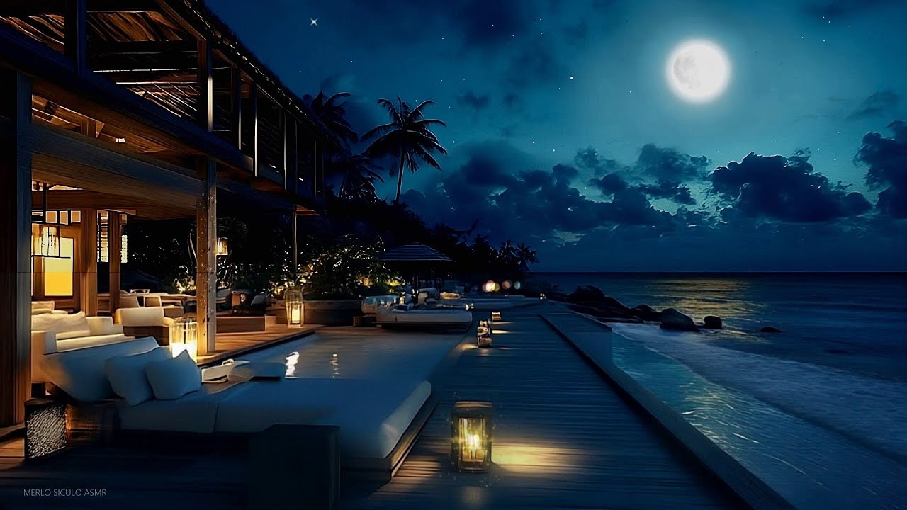 Moonlight in a Caribbean resort