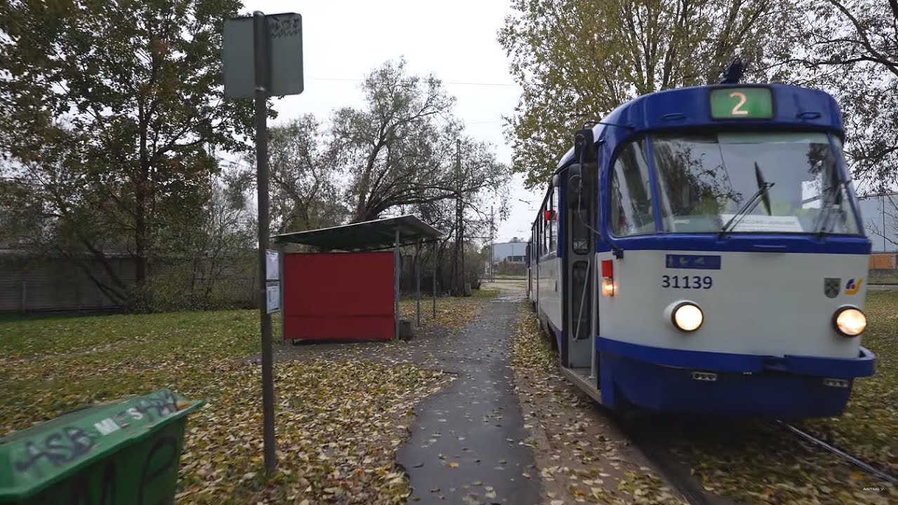 Latvia, Riga, tram 2 ride from Tapešu iela to 13.janvāra iela