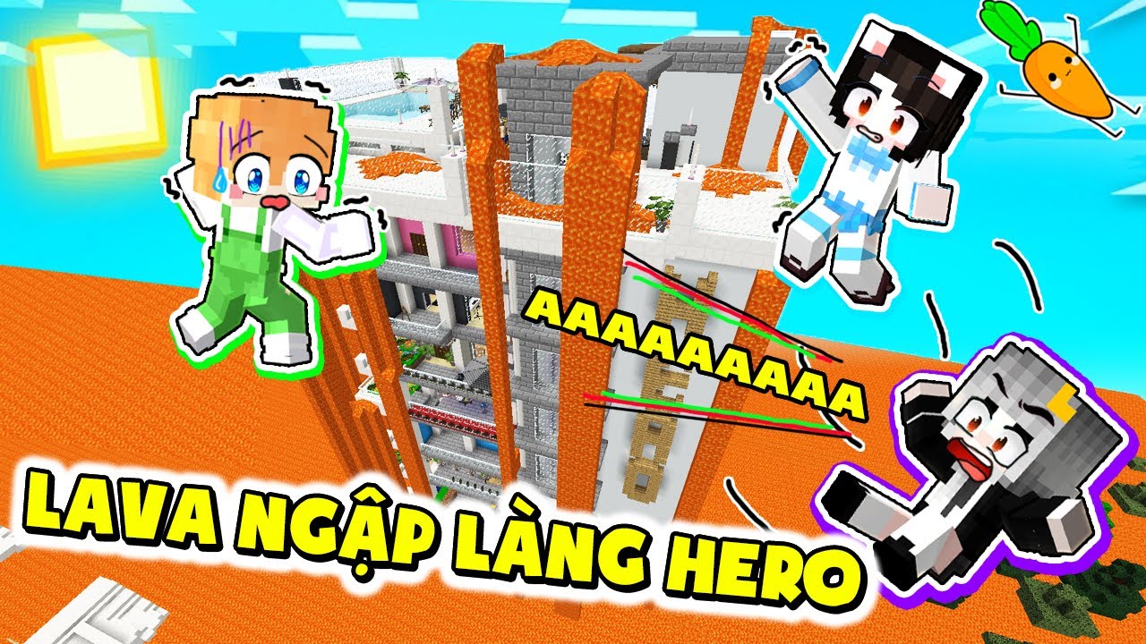 Kamui và Hội Chị Em Thử Thách 24H Sinh Tồn tại Gaming House trên LAVA trong Làng Hero Team Minecraft