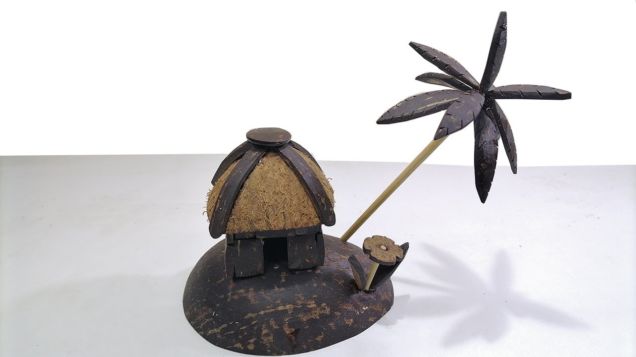 DIY Miniature House ||DIY mini Beach cottage from   Coconut Shells||Unique Coconut Shell Craft diy