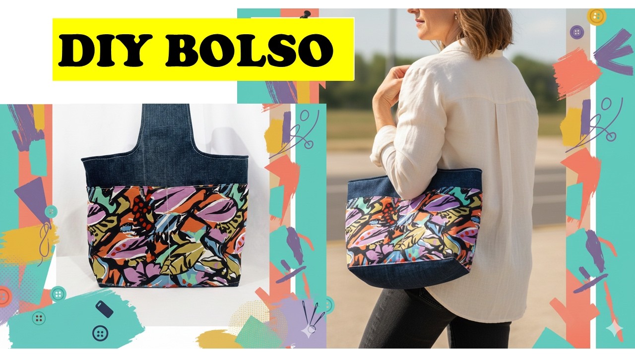 DIY CÓMO HACER UN BOLSO PARA PRINCIPIANTES/TOTE BAG/BOLSO 1 ASA/BOLSO DE ALMACENAMIENTO