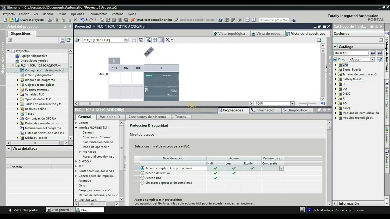 Conexión de Siemens PLC 1200 real a ordenador TIA PORTAL