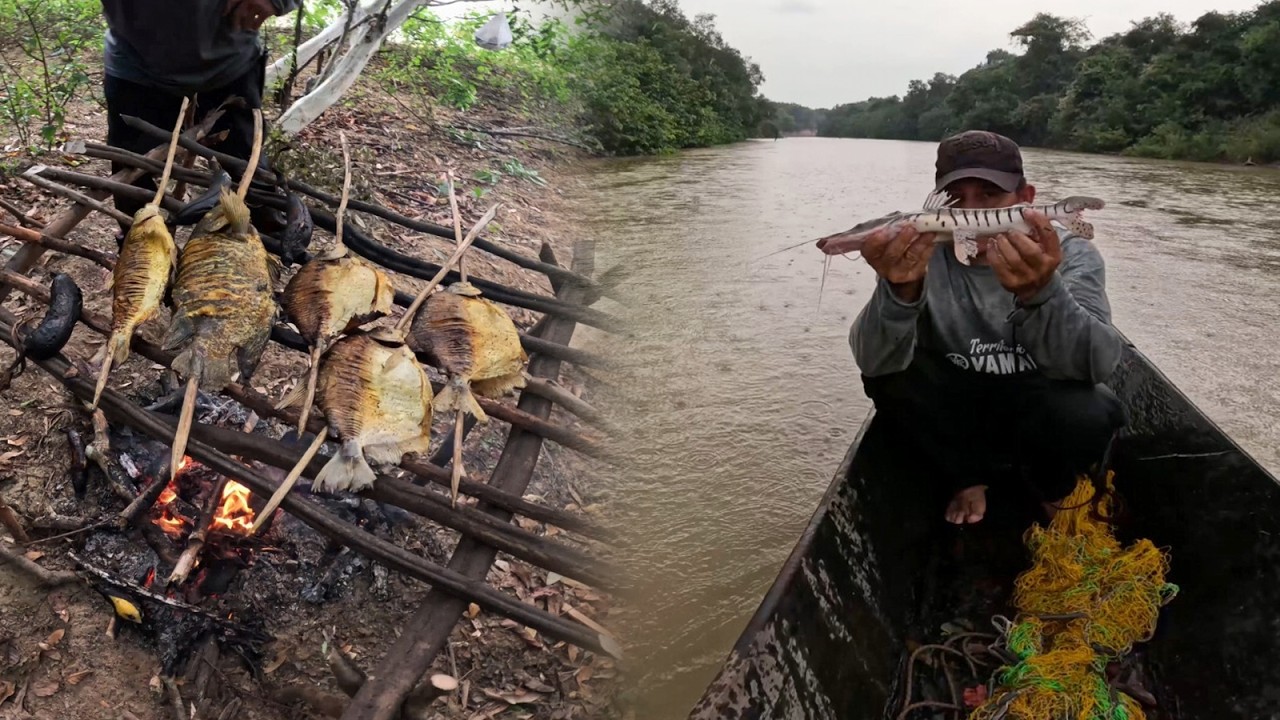 Amigos de la Pesca cap 80: Pesca cocina y supervivencia en el r&iacute;o en &eacute;poca de lluvias .