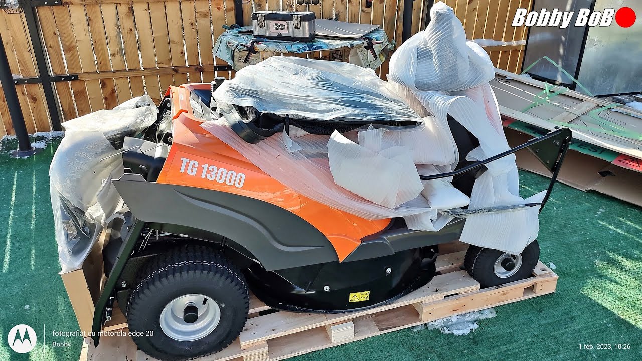 Unboxing, montaj si pregatire de pornire Tractoras de gazon O'Mac TG13000 / Tractor lawn mower