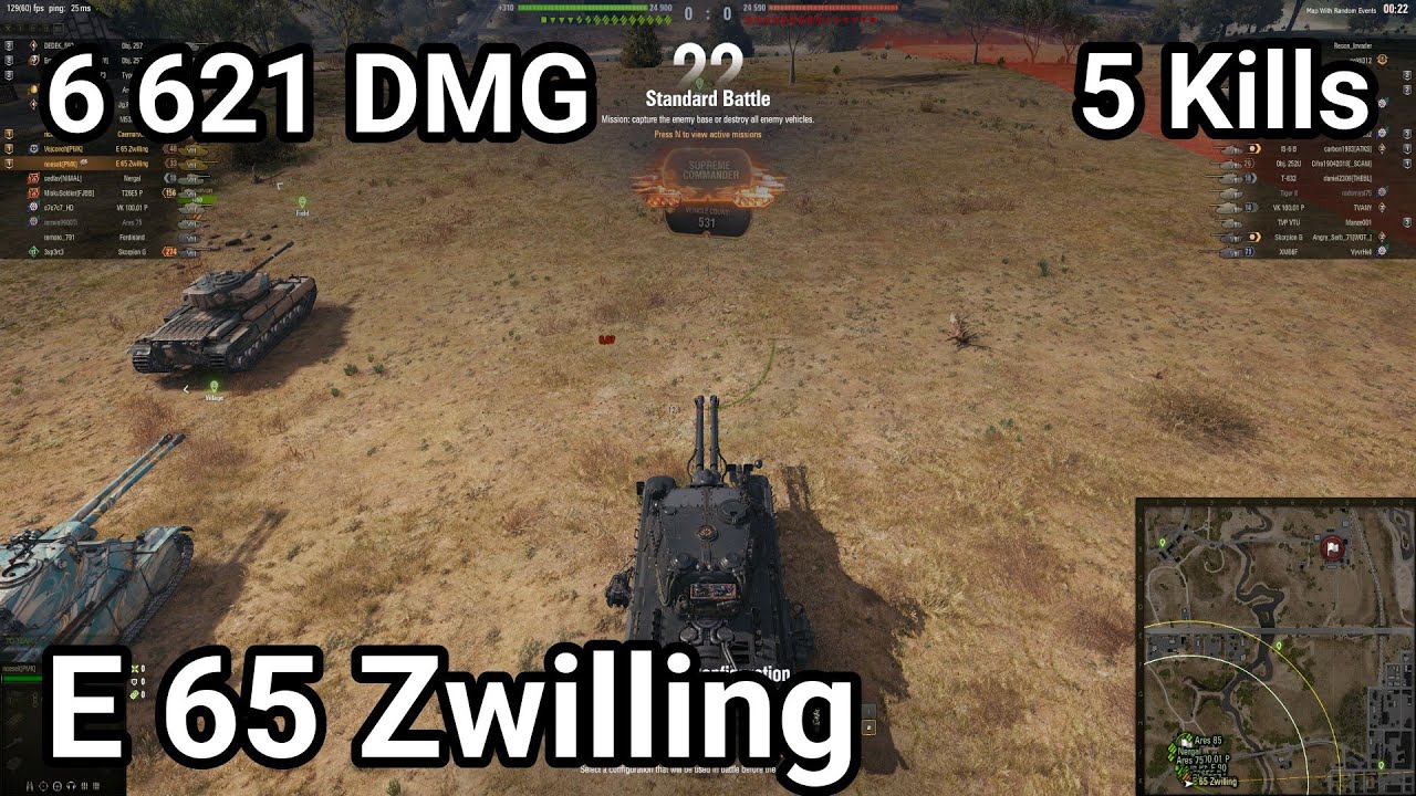E 65 Zwilling - 6 621 damage / 5 kill / 820 blocked / 929 assist