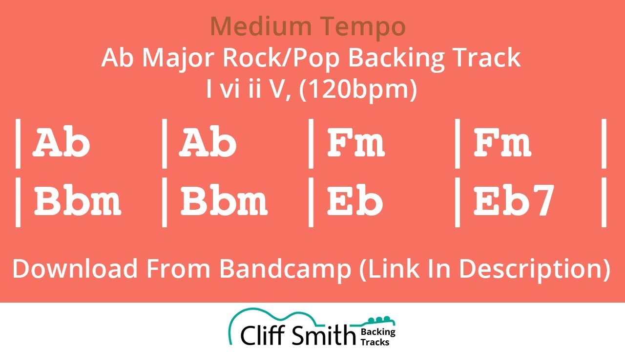 Ab Major - Medium Tempo Rock Backing Track (120bpm) I vi ii V