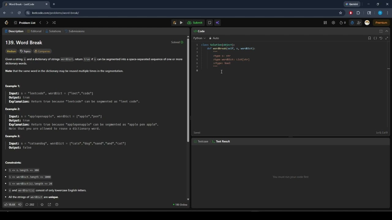 leetcoding till i get bored: 139. Word Break