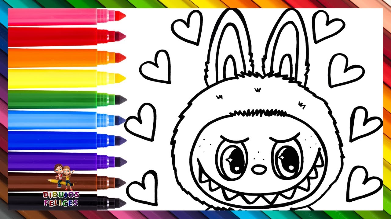 Dibuja y Colorea Un Lindo LABUBU ❤️🧡💛💚💙💜🌈 Dibujos Para Ni&ntilde;os
