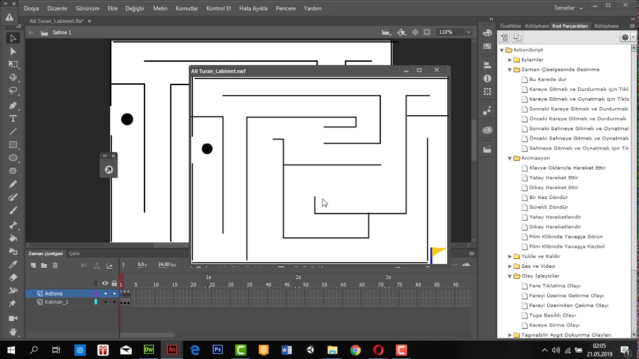Adobe Animate Labirent Oyunu