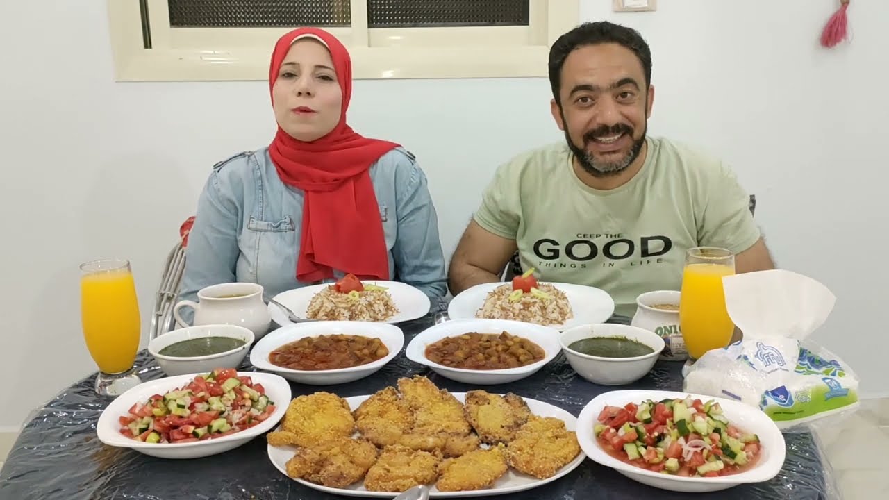 تحدي القوه 💪على الباميه والبانيه الدجاج الرز بالشعريه ملوخيه خضراء والسلطه الخضراء والعقاب يا ترى
