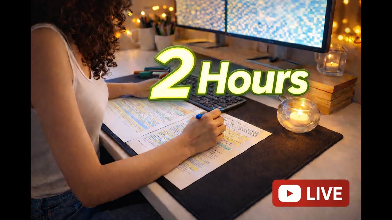 STUDY WITH ME LIVE | 2 HOURS ✨ Work With Me, Rain Sounds, Pomodoro Timer 50/10