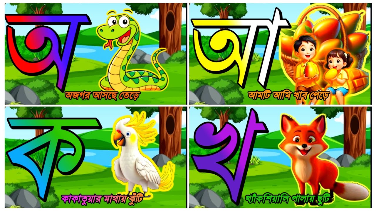 Kids Bangla Class | অ আ ই ঈ শেখো সহজেই | Bornomala Learning Video @tinykidstvbangla1128 