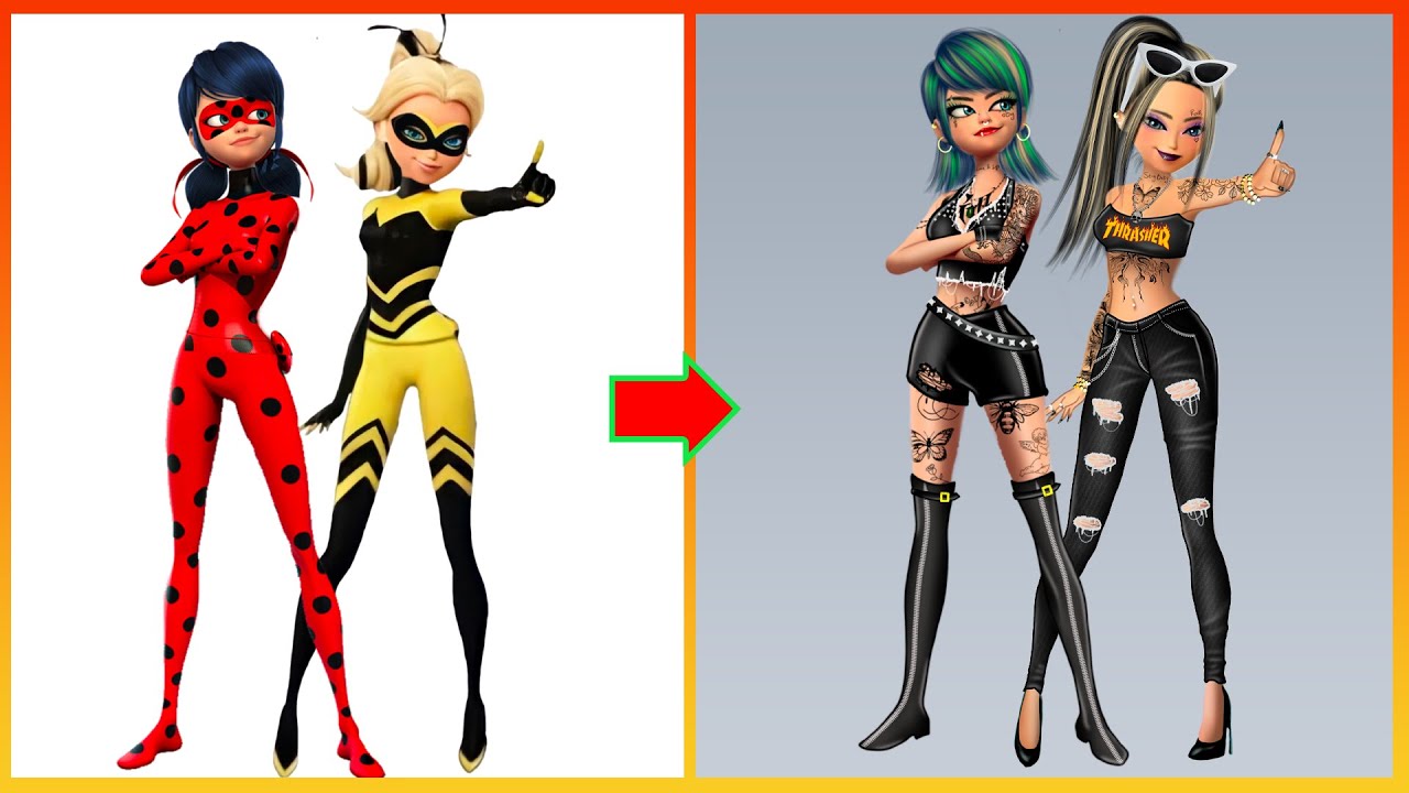 Miraculous Cartoon: Ladybug And Queen Bee Glow Up Into Bad Girl - Cartoon Transformation Art