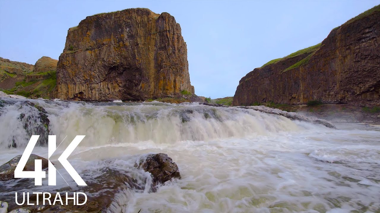 8 Hours Calming Sounds of Powerful Rivers - 4K Nature Soundscape Video