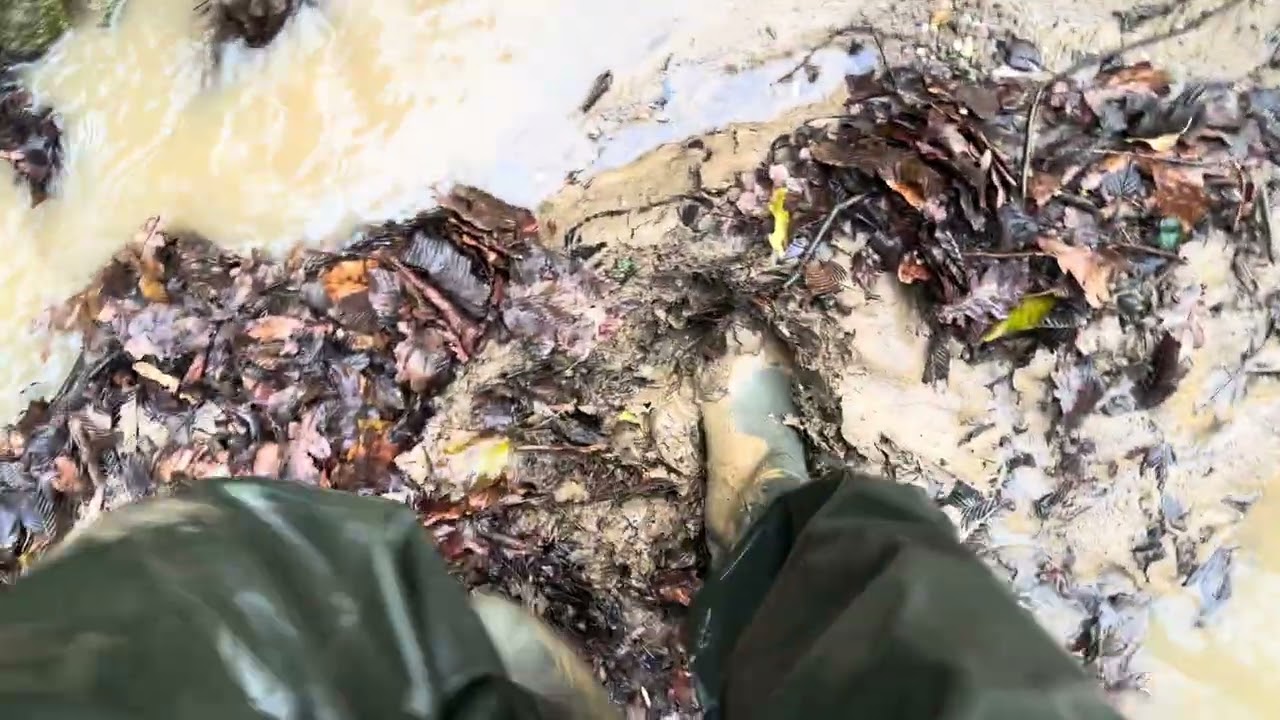 Chest Waders in Muddy Storm Drain