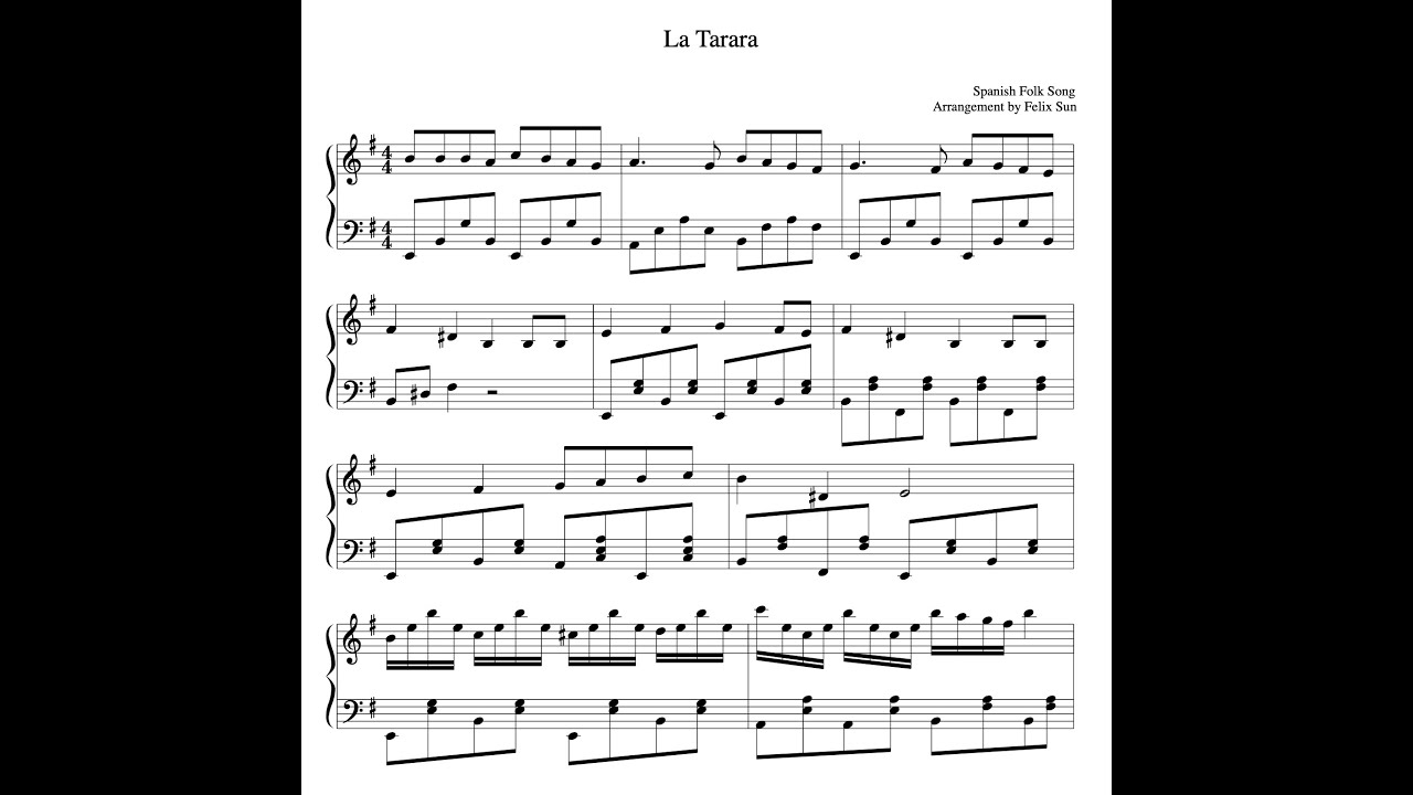 La Tarara (Spanish Folk Song) - Piano Solo