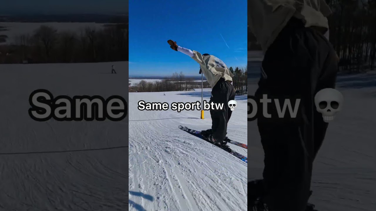 Same sport 💀😳 #ski #snowboard #extremesports #wintersports #snow #shorts #fypシ