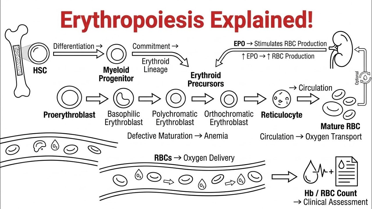 Erythropoiesis Explained: Stages, EPO, Hemoglobin Synthesis, Iron Metabolism & (RPI)